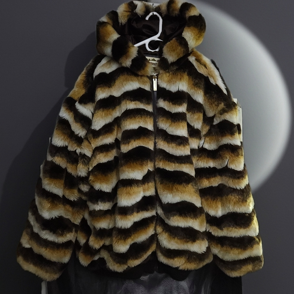 Chinchilla Fur Hooded Bomber Jacket New Condition Men's 4XL ultra High Quality
